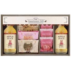 夏の贈り物お中元 ジュース＆クッキーセット ロディ チョコクランチ（ストロベリー）×3、アップルジュース（180ml）×2、焼きほろろクッキー（ココア・ストロベリー）・ナッツとチョコのざっくりクッキー