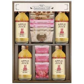 夏の贈り物お中元 ジュース＆クッキーセット ロディ アップルジュース（180ml）×4、チョコクランチ（ストロベリー）×3、焼きほろろクッキー（ココア・ストロベリー）・ナッツとチョコのざっくりクッキー