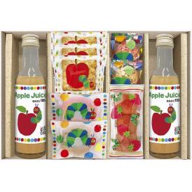 夏の贈り物お中元 アップルジュース＆しっとりドーナツ スイーツセット はらぺこあおむし スクエアパイ（アップル）×3、アップルジュース（180ml）×2、焼きドーナツ（チョコ・ストロベリー）・チョコク