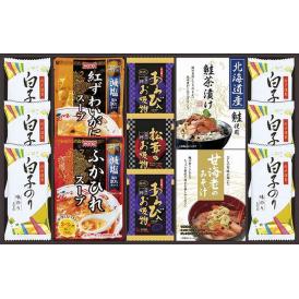 夏の贈り物お中元 贅沢フリーズドライとふかひれスープ 白子のり（8切5枚）×6、あわび入お吸物（4g）×2、ふかひれスープ・紅ずわいがにスープ（各160g）・甘海老のみそ汁（7.5g×3袋）・松茸のお