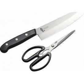 夏の贈り物お中元 三徳包丁＆キッチンハサミ 燕三 三徳包丁：28.5cm（刃渡り16.5cm）、キッチンハサミ：7.9×19×1cm