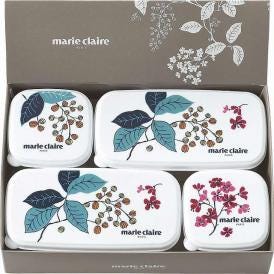 夏の贈り物お中元 シール容器4点セット マリ・クレール 正角型（6.8×6.8×4.6cm・130ml）・長角型（13.8×7×4.6cm・290ml）×各2
