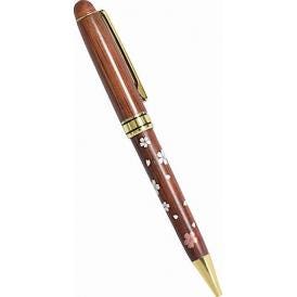 夏の贈り物お中元 木製 漆芸ボールペン さくらちらし 直径1.5×14.5cm ★替え芯1本付