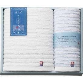 夏の贈り物お中元 バスタオル＆ウォッシュタオル 伊予の白波 バスタオル：60×110cm、ウォッシュタオル：33×35cm