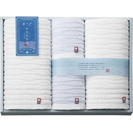 夏の贈り物お中元 タオルセット 伊予の白波 バスタオル(60×110cm)×2、フェイスタオル(33×75cm)・ウォッシュタオル(33×35cm)×各1