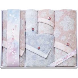春の贈り物 タオルセット 今治さくら織 バスタオル（40×110cm）・フェイスタオル（28×75cm）×各2、ウォッシュタオル（28×30cm）×1