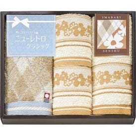 夏の贈り物お中元 フェイスタオル2P＆ハンドタオル2P 今治＆泉州 ニューレトロクラシック 今治フェイスタオル：34×70cm、泉州フェイスタオル：34×75cm、泉州ハンドタオル：34×35cm