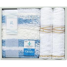 夏の贈り物お中元 バスマットS＆フェイスタオル2P 凪 バスマット：40×55cm、フェイスタオル：34×82cm