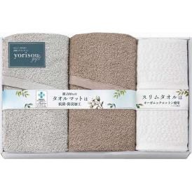 夏の贈り物お中元 タオルマット2P＆スリムバスタオル2P yorisou gift タオルマット：60×45cm、スリムバスタオル：34×110cm