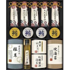 夏の贈り物お中元 天然醸造蔵仕込み 和心詰合せ 伊賀越 天然醸造蔵仕込み天然醸造醤油（200ml）・金のまぐろ油漬け・銀のまぐろ水煮（各70g）×各2、天然醸造蔵仕込み（卵かけ醤油・刺し身醤油・丸大豆
