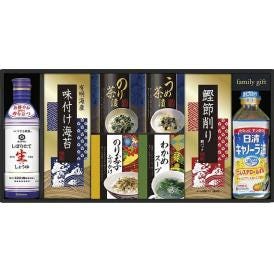 夏の贈り物お中元 キッコーマン生しょうゆ＆和食詰合せ キッコーマンしぼりたて生しょうゆ（450ml）・日清キャノーラ油（400g）・わかめスープ（5.3g×2袋）・のり玉子ふりかけ（4.5g×2袋）・
