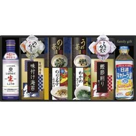 春の贈り物 キッコーマン生しょうゆ＆和食詰合せ キッコーマンしぼりたて生しょうゆ（450ml）・日清キャノーラ油（400g）・島の香（のり佃煮・しそのり佃煮）（各80g）・わかめスープ（5.3g