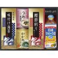 夏の贈り物お中元 日清オイリオ食卓詰合せ 日清キャノーラ油（400g）・わかめスープ（5.3g×2袋）・うめ茶漬け（4.3g×2袋）・鰹節削り（2g×4袋）・有明海産味付け海苔（3切6枚）×各1