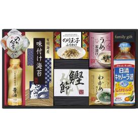 夏の贈り物お中元 日清オイリオ食卓詰合せ 日清キャノーラ油（400g）・伊賀越天然醸造しょうゆ（200ml）・島の香のり佃煮（80g）・わかめスープ（5.3g×2袋）・のり玉子ふりかけ（4.5g×2袋