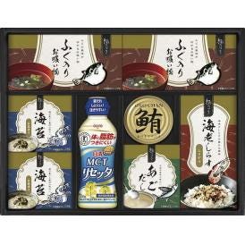 春の贈り物 日清MCTリセッタ＆和風詰合せ 海苔茶漬け(5.5g×2)・ふぐ入りお吸いもの（3.2g×3)×各2、日清MCTリセッタ（200g）・鮪油漬けフレーク（70g）・あごだし(6g×2)