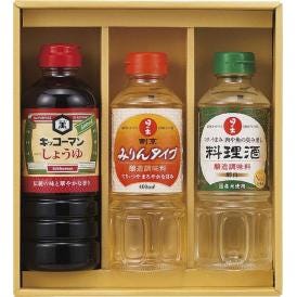 夏の贈り物お中元 キッコーマン＆調味料バラエティセット キッコーマンこいくちしょうゆ（500ml）・日の出（料理酒・割烹みりんタイプ）（各400ml）×各1
