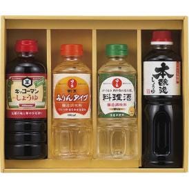 夏の贈り物お中元 キッコーマン＆調味料バラエティセット キッコーマンこいくちしょうゆ・サンビシ本醸造しょうゆ（各500ml）・日の出（料理酒・割烹みりんタイプ）（各400ml）×各1