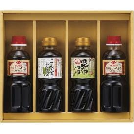 春の贈り物 食卓応援バラエティセット サンビシ特級本醸造しょうゆ（300ml）×2、ワダカン（昆布つゆ・こんぶのおしょうゆ）（各300ml）×各1