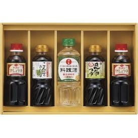 夏の贈り物お中元 食卓応援バラエティセット サンビシ特級本醸造しょうゆ（300ml）×2、日の出料理酒（400ml）・ワダカン（昆布つゆ・こんぶのおしょうゆ）（各300ml）×各1
