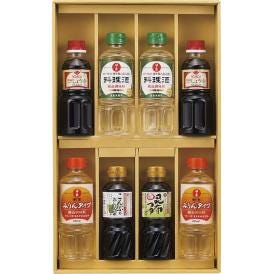 夏の贈り物お中元 食卓応援バラエティセット 日の出（料理酒・割烹みりんタイプ）（各400ml）・サンビシ特級本醸造しょうゆ（300ml）×各2、ワダカン（昆布つゆ・こんぶのおしょうゆ）（各300ml）