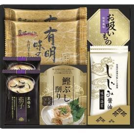夏の贈り物お中元 白子のり＆マルコメ和風詰合せ 白子有明味のり・しじみ醤油味付海苔（各8切8枚）・マルコメ京懐石茄子のおみそ汁（11.5g）×各2、鰹ぶし削り（2g×3袋）・永谷園お吸いもの松茸風味（