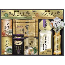 夏の贈り物お中元 白子のり＆マルコメ和風詰合せ マルコメ京懐石茄子のおみそ汁（11.5g）・白子有明味のり・しじみ醤油味付海苔（各8切8枚）×各2、伊賀越天然醸造しょうゆ（200ml）・島の香のり佃煮