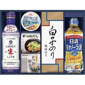 夏の贈り物お中元 キッコーマンしぼりたて生しょうゆ詰合せギフト キッコーマンしぼりたて生しょうゆ（450ml）・日清キャノーラ油（400g）・マルハニチロ油そのままライトツナリセッタ（70g）・シーラ