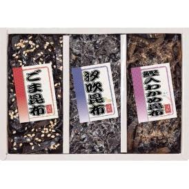 夏の贈り物お中元 御昆布 佃煮3品詰合せ 廣川昆布 ごま昆布・鰹入わかめ昆布（各40g）・汐吹昆布（15g）×各1