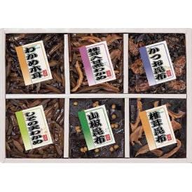 夏の贈り物お中元 御昆布 佃煮6品詰合せ 廣川昆布 わかめ木耳（50g）・しその実わかめ・椎茸入甘煮わかめ（各45g）・椎茸昆布・山椒昆布（各40g）・かつお昆布（18g）×各1