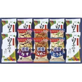 夏の贈り物お中元 味之庵 アマノフーズ＆白子のり詰合せ 白子のり味のり（8切5枚）×7、アマノフーズ減塩いつものおみそ汁（とうふ・なす・なめこ）×各2