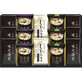 夏の贈り物お中元 マルコメフリーズドライみそ汁＆有明海産味付海苔セット 有明海産味付海苔（8切8枚）×6、マルコメ京懐石長ねぎのおみそ汁（15.7g）･マルコメ京懐石茄子のおみそ汁（11.5g）×各3