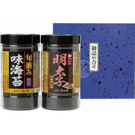 夏の贈り物お中元 食卓のやまや 博多辛子明太子味海苔＆旬摘み味海苔セット 有明海産旬摘み味海苔（8切4枚×6袋）・食卓のやまや 博多辛子明太子味海苔（8切24枚）×各1