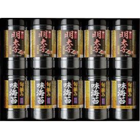 夏の贈り物お中元 食卓のやまや 博多辛子明太子味海苔＆旬摘み味海苔セット 有明海産旬摘み味海苔6袋詰（8切4枚）・食卓のやまや 博多辛子明太子味海苔（8切24枚）×各5