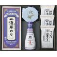 夏の贈り物お中元 浅草のり詰合せ 浅草味付のり（8切8枚）×3、浅草焼のり（半切5枚）・キッコーマンしぼりたて生しょうゆ（200ml）・紀州南高梅（100g）×各1