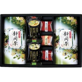 夏の贈り物お中元 静岡茶・梅・味噌汁詰合せ 紀州南高梅×3、静岡茶（100g）×2、フリーズドライ味噌汁（野菜・長ねぎ）×各1