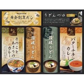 春の贈り物 カレーうどんを楽しむ讃岐うどん 匠風庵 麺つゆ（濃縮タイプ）（20ml）・黄金割烹だしパック（8g）×各3、讃岐うどん（太麺・細麺）（各300g）・うどん用きのことあさりのカレー・う