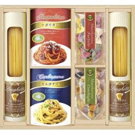 春の贈り物 味わいソースで食べるパスタセット 彩食ファクトリー スパゲティ（130g）×2、パスタソース（ナポリタン・カルボナーラ各2人前）（各250g）・自然色パスタコンキリエ（プレーン・ほう