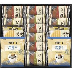 夏の贈り物お中元 ドトールコーヒー＆どら焼き 詰合せ どら焼き（粒あん・八女抹茶あん）×各5、ドトールドリップコーヒー（7g）・欧風ヴァッフェル×各2