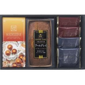 春の贈り物 スィートバスケット 焼き菓子バラエティ詰合せ ワッフルクッキー（ホワイトショコラ・いちご）×各2、パウンドケーキ（アールグレイ）・マドレーヌ（ミルク）（2個）×各1