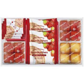 夏の贈り物お中元 あまおう苺バウムクーヘン＆プチフィナンシェ ギフトボックス あまおう苺バウムクーヘン･焼きほろろクッキー（イチゴ）×各3、プチフィナンシェ（あまおう苺）（4個入）×2、プチフィナンシ