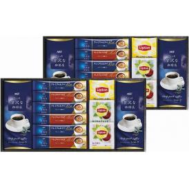 春の贈り物 珈琲・紅茶セット AGF&リプトン AGFちょっと贅沢な珈琲店（プレミアムマイルド・プレミアムビター）（各7g）×各6、AGFちょっと贅沢な珈琲店スペシャルブレンド（7g×2袋）・リ