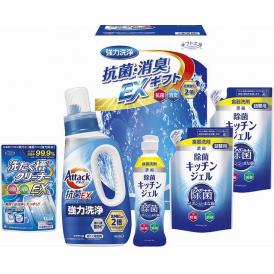 夏の贈り物お中元 抗菌消臭EXギフト ギフト工房 除菌キッチンジェル詰替用（160ml）×2、花王アタック抗菌EX（750g）・除菌キッチンジェル（200ml）・洗たく槽クリーナーEX（100g）×各