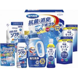夏の贈り物お中元 抗菌消臭EXギフト ギフト工房 除菌キッチンジェル詰替用（160ml）×2、花王アタック抗菌EX（750g）・抗菌消臭ソフターEX・抗菌消臭ソフターEX詰替用（各350g）・除菌キッ