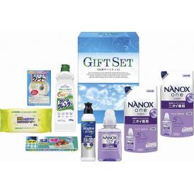 夏の贈り物お中元 ナノ洗浄バラエティ洗剤セット ライオンナノックスone詰替用（280g）×2、クリームクレンザー（400g）・ライオンナノックスone（380g）・ライオンチャーミーマジカ速乾＋（プ
