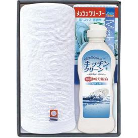 夏の贈り物お中元 今治産タオル＆キッチン洗剤セット フェイスタオル（34×70cm）・キッチンクリーン（250ml）・メッシュクリーナー（中国）×各1