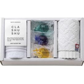 夏の贈り物お中元 バスエッセンスセット CLA SHU SHU バスエッセンス（ウッド・ラベンダー・グレープフルーツ）（各8g）・今治ウォッシュタオル（28×30cm）・マイクロファイバークロス（中国