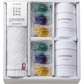 夏の贈り物お中元 バスエッセンスセット CLA SHU SHU バスエッセンス（ウッド・ラベンダー・グレープフルーツ）（各8g）・マイクロファイバークロス（中国）（25×25cm）×各2、今治ウォッシ
