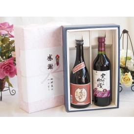 夏の贈り物お中元 感謝の贈り物ボックスプレミアムな芋焼酎と国産ワインセット (実りの収穫 赤ワイン やや甘口(山梨県)