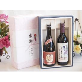 夏の贈り物お中元 感謝の贈り物ボックスプレミアムな芋焼酎と国産ワインセット (酸化防止剤無添加 信州コンコード赤ワイン