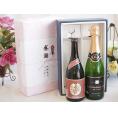 夏の贈り物お中元 感謝の贈り物ボックスプレミアムな芋焼酎と国産ワインセット (塩尻ナイアガラスパークリング白ワインやや
